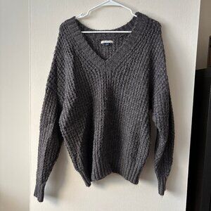 American Eagle Gray Waffle Knit Sweater - Size XS